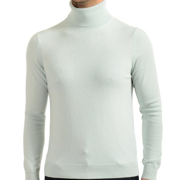 Malo Optimum Men's Green Tea 100% Cashmere Turtleneck Pullover Sweater - Picture 1 of 6